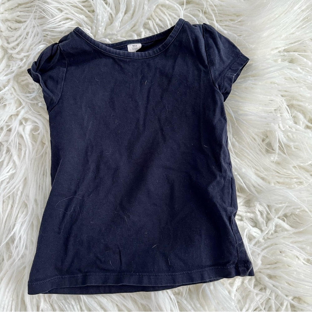 H&M Toddler Girls Navy Blue Short Sleeve Shirt Size 2T
